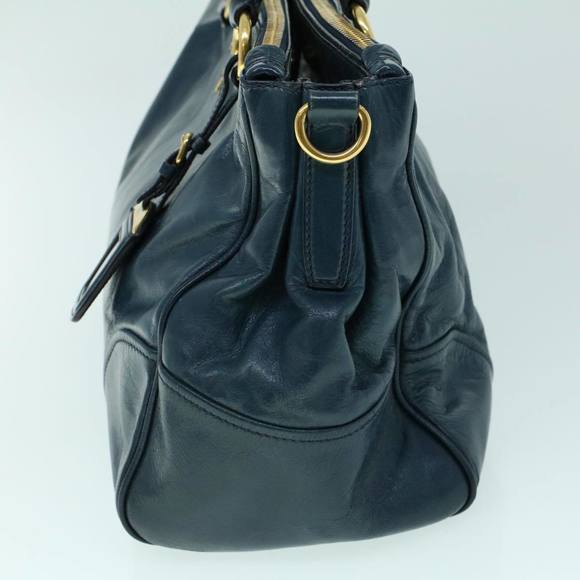 PRADA Hand Bag Leather 2way Navy Auth ac2159 - Picture 3 of 16
